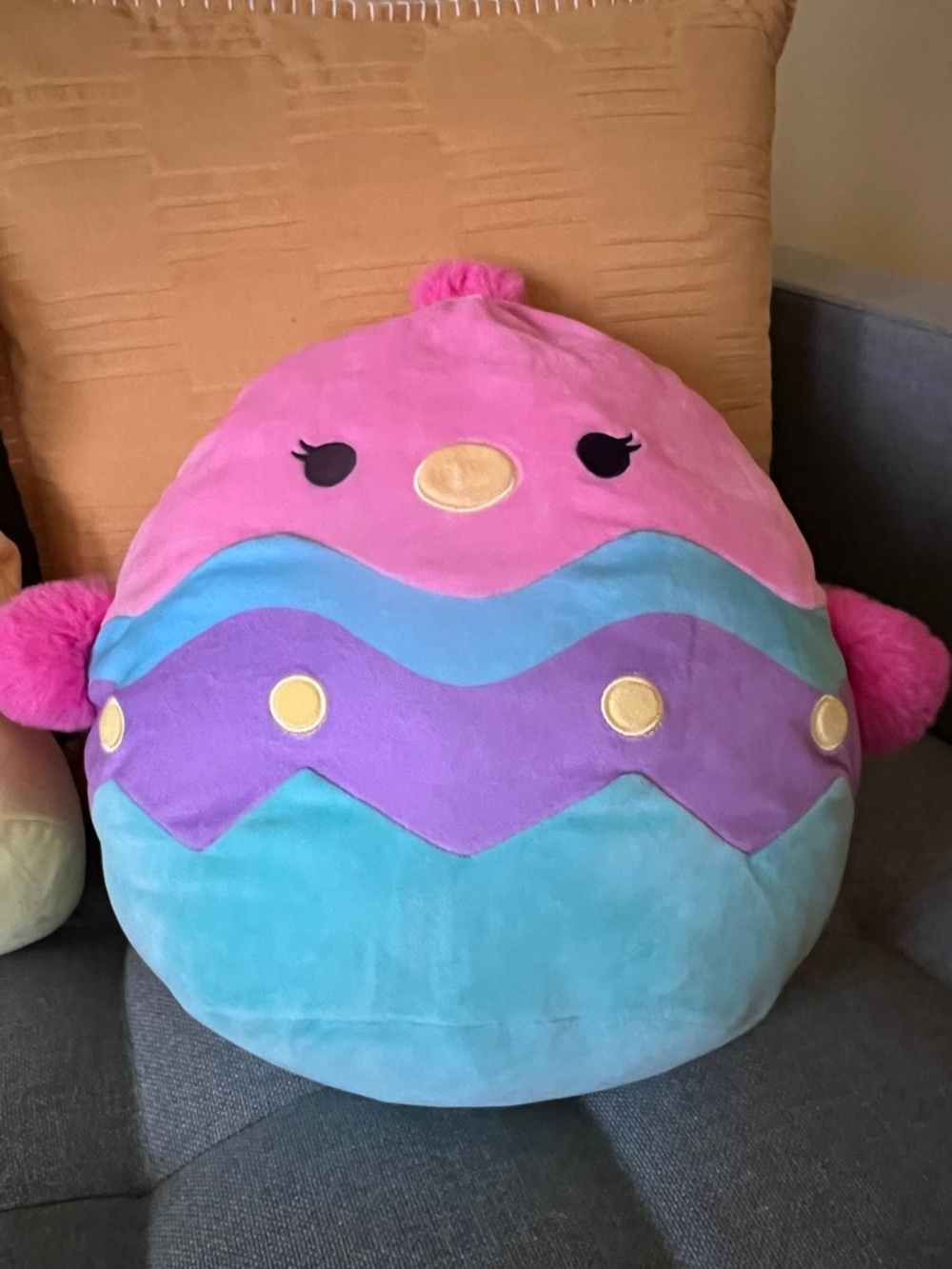 Squishmallows Teal Round Plush Pillow
